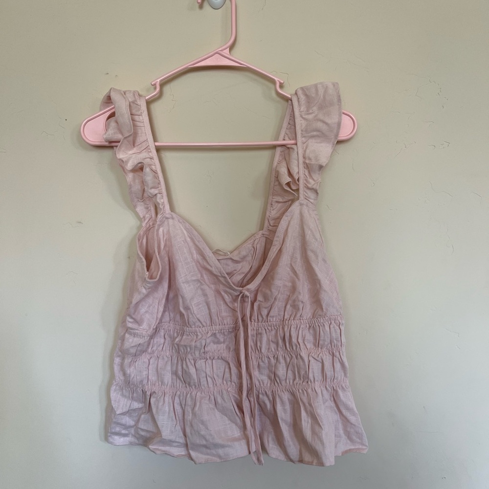 Elodie Light Pink Ruffled baby doll Tank Top